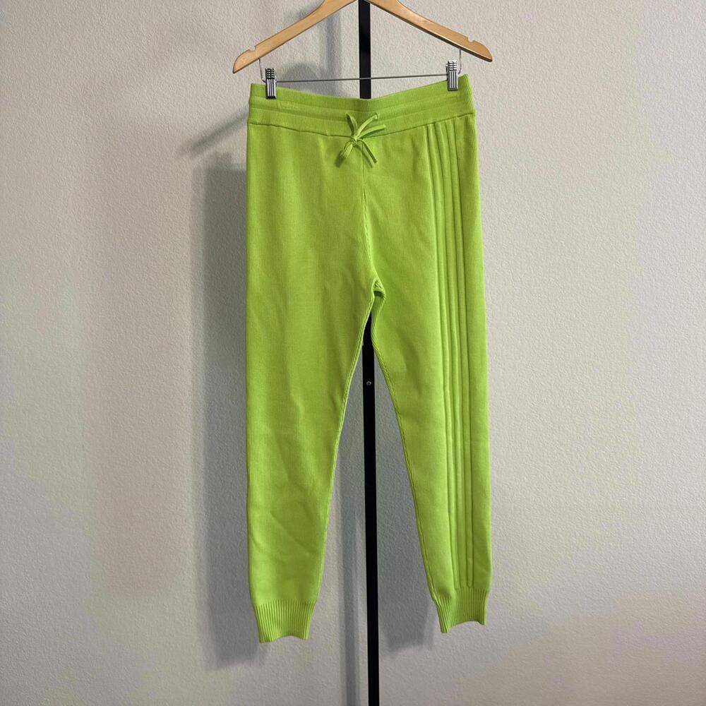 NWT Adidas X Ivy Park Lime Green Heavy Knit Ribbed Jogger Sweatpants - MED - Picture 2 of 12